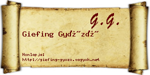 Giefing Győző névjegykártya
